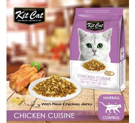 Kit Cat Chicken cuisine kèm topping gà 1.2kg - Hạt khô tiêu búi lông cho mèo
