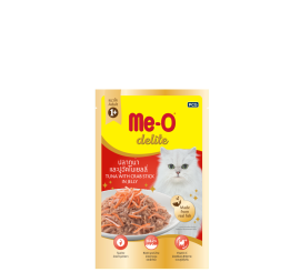 THỨC ĂN CHO MÈO Me-O delite Dạng Pate Vị cá ngừ với thanh cua nấu đông Gói 70g